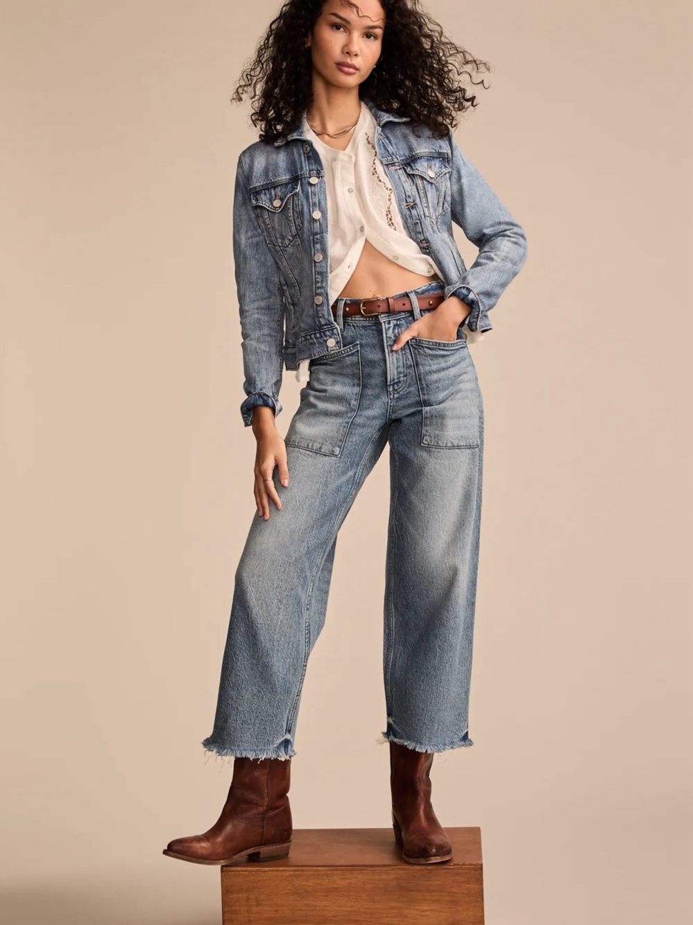 Lucky Brand Lucky Legend Patch Pocket Wide Leg Crop Jeans – Size 27 - Picture 7 of 13